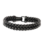 Steel & Paracord Black Plated Box Chain Link Bracelet