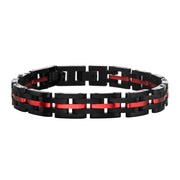 Dante Black & Red Steel & Link Sizeable Bracelet