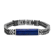 Stainless Steel Double Franco Chain with Lapis Stone Bracelet