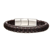 Brown Leather with Steel Clasp Bracelet