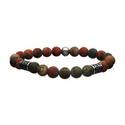 8mm Picasso Jasper Stone with Steel Beads Silicone Bracelet