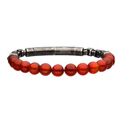 8mm Red Agate Beads & Box Chain Bracelet