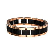Black & Rose Gold Plated with Carbon Fiber Link Bracelet