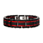 Dante Black & Red Steel Matte Carbon Fiber & Link Sizeable Bracelet