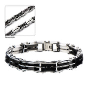Black Plated H-Link Reversible Bracelet
