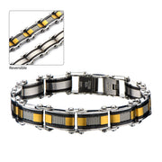 Double-Sided Black & Gold Plated Steel Mesh Reversible Bracelet