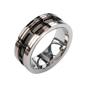 Steel Cable Black & Rose Gold Plated Window Ring