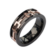Steel Cable Rose Gold IP & Black IP Window Ring