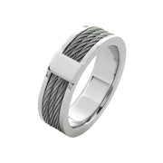 Steel Cable Inlay Comfort Fit Ring