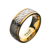 Gold IP Edge with Steel Weave Ring