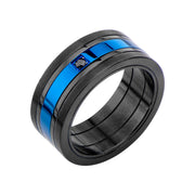 Matte Black & Blue Plated w/ Black CZ Ring