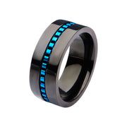 Black IP with Blue IP Interconnected Polished Ring