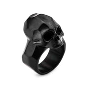 Matte Finished Black Plated Geometric Skull Ring