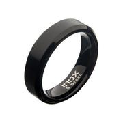 6MM Black IP Plated Stainless Steel Satin Band Ring