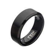 8MM Black IP Plated Stainless Steel Satin Band Ring