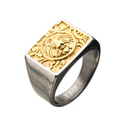 Steel with Gold IP Nymeria Lion Ring