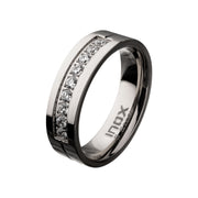 Polished Comfort-Fit Band with CZ's in Bead Ring