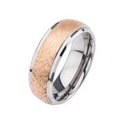 Steel & Gold Plated Patterned Design Ring