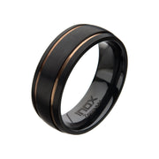 Black Zirconium with Rose Gold Plated Line Ring
