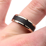 Rose Gold IP with Center Solid Carbon Fiber Ring