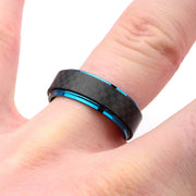Blue Plated & Solid Carbon Fiber Ring