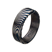 Damascus 7mm Matte Blue Plated Ring