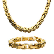 8mm Gold Plated Byzantine Chain Set