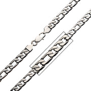 Stainless Steel 7mm Speckled Figaro Chain Necklace