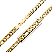 Stainless Steel & Gold IP 7mm Speckled Figaro Chain Necklace