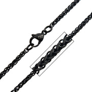 2.7mm Black Plated Round Wheat Chain Necklace