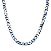 3mm Blue Plated Figaro Chain Necklace