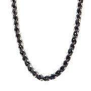 7.1 Steel & Black Plated Wheat Chain Necklace
