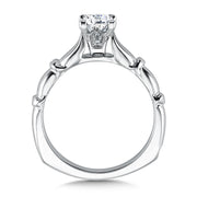 14K White Gold Small Fluted Diamond Engagement Ring