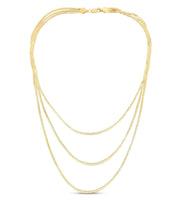 14K Yellow Gold Multi-strand Herringbone Necklace