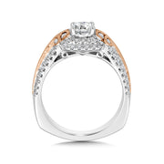 14K Two-Tone Gold Two-Tone Cushion Shape Semi-Double Diamond Halo Engagement Ring