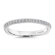 14K White Gold Scalloped Diamond Engagement Ring Matching Wedding Band