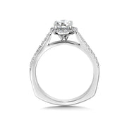 14K White Gold Petite Round Diamond Halo Engagement Ring
