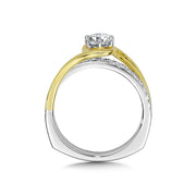 14K Two-Tone Gold Bypass Wrap Diamond Engagement Ring