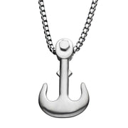 Matte Steel Man of War Anchor Pendant with Steel Bold Box Chain Necklace