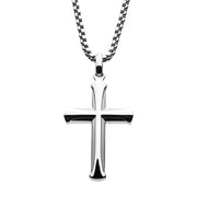 Stainless Steel Apostle Cross Pendant with Steel Bold Box Chain Necklace
