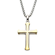 Stainless Steel Gold Plated Apostle Cross Pendant with Chain Necklace