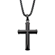 Stainless Steel Black Plated Apostle Cross Pendant with Chain Necklace