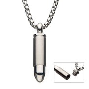 Stainless Steel Stash Bullet Pendant with Steel Box Chain Necklace