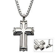 Stainless Steel Stash Gothic Cross Pendant Steel Box Chain Necklace
