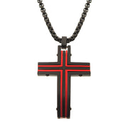 Black & Red-Plated Dante Cross Pendant with Chain Necklace