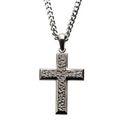 Stainless Steel Hammered Cross Pendant with Chain Necklace