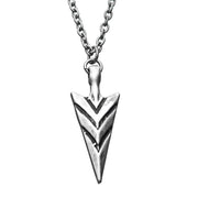 Stainless Steel & Antiqued Finish Arrowhead Pendant with Chain Necklace