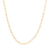 14K 3.3mm Tri-Color Gold Valentino Chain Necklace